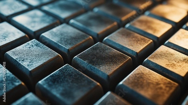 Fototapeta Ultra-Realistic Hyper-Detailed Cubic Pattern in Cinema 4D