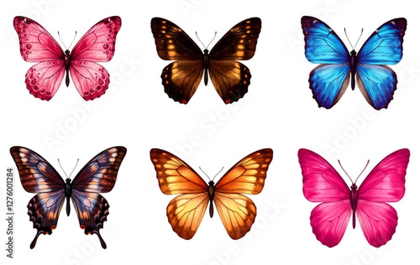 Fototapeta Vibrant Butterfly Collection with Transparent Background.