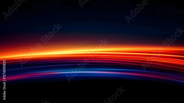 Fototapeta Abstract Light Streaks at Night with Orange Red and Blue Hue and Dark Sky