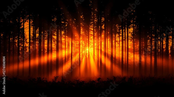 Fototapeta Abstract Orange Light Burst Background with Glowing Rays and Lines Texture