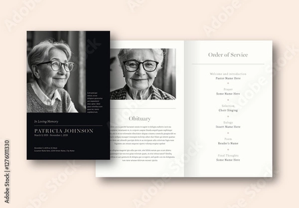 Fototapeta Funeral Program Template Large Photo Dark Theme