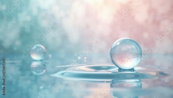 Fototapeta Soothing bubbles float in a calm abstract background with subtle marble details, abstract, subtle colors, water
