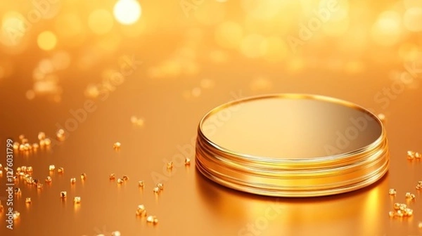 Obraz Luxury Gold Podium Product Display on Golden Background
