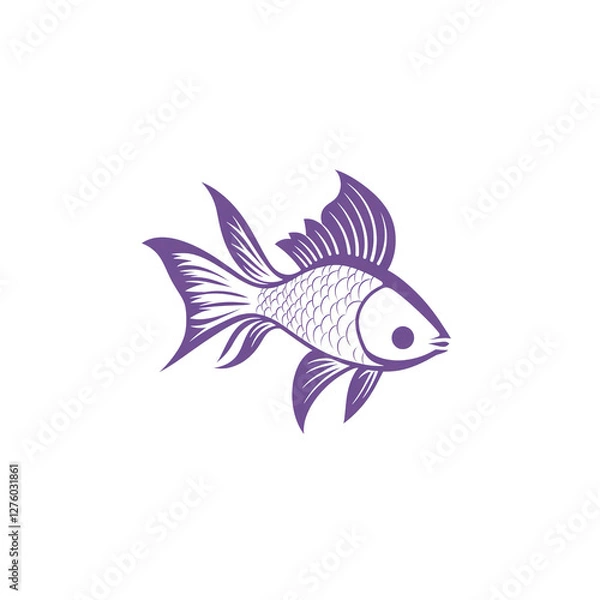 Fototapeta Stylized Purple Fish Illustration Aquatic Life Design Element