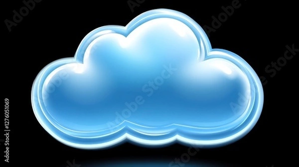 Fototapeta Glossy Blue Cloud Icon Digital Design Element