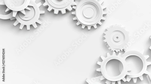 Obraz White Cog Gears Mechanism Background Image