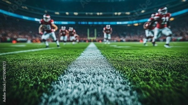 Obraz American Football Players Running On Field