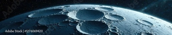 Fototapeta Surface of Neptune's moon Nereid with craters and grooved terrain, nereid, cold