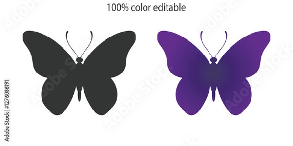 Obraz Butterfly bundle set silhouette vector illustration art design. Silhouette Butterflies Isolated. insects butterfly outline, tattoo, coloring, vector logo icon set on a white background.