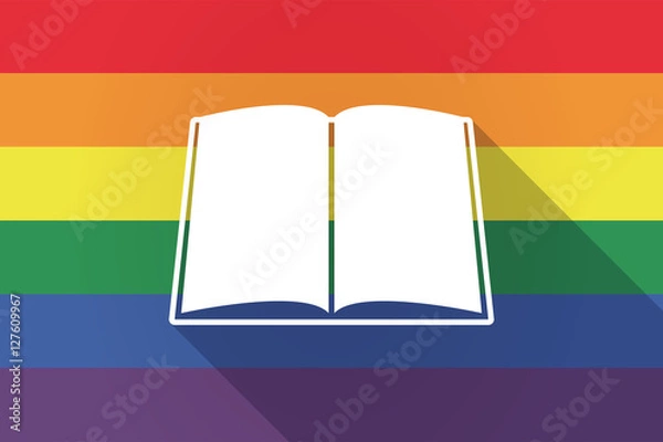 Fototapeta Long shadow lgbt flag with a book