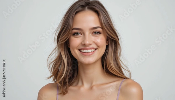 Fototapeta Smiling Happy Woman Posing, Isolated on Transparent Background