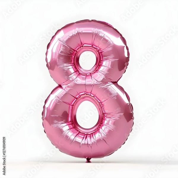 Fototapeta Shiny Pink Number Eight Balloon; Festive and Fun!