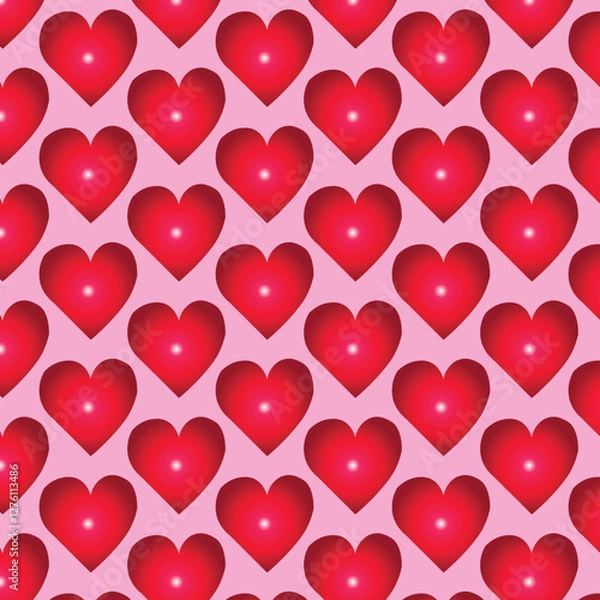 Obraz seamless pattern with red hearts with pink background