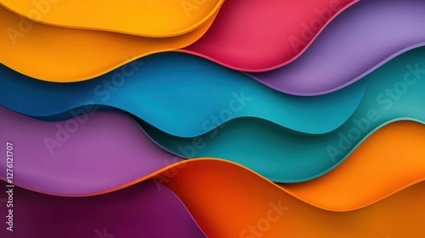 Fototapeta Vibrant Layered Organic Shapes in Bright Colors and Smooth Curves