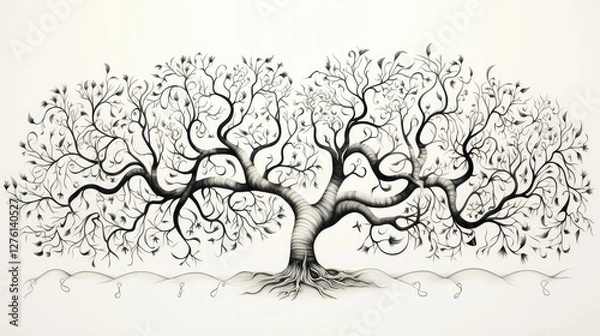 Fototapeta branches line drawing tree