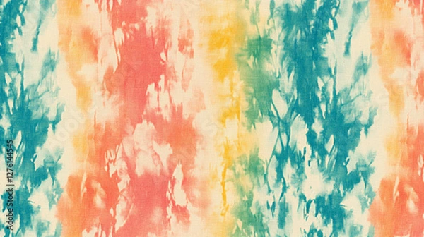 Fototapeta A seamless tie-dye pattern featuring an abstract background with a repeating Shibori design in vivid, artistic colors