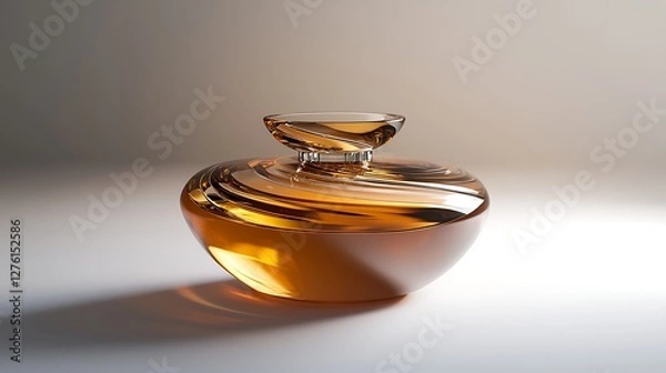 Fototapeta Elegant golden fluid in a modern artistic decanter with abstract design