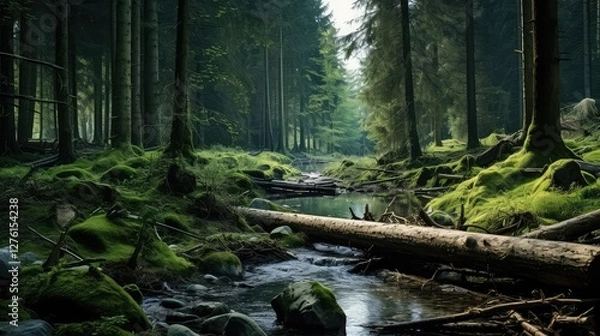 Obraz harvesting cutting trees