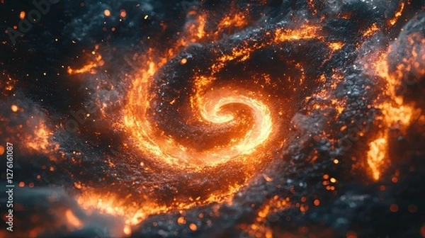 Obraz Fiery Spiral Galaxy Cosmic Inferno Burning Embers