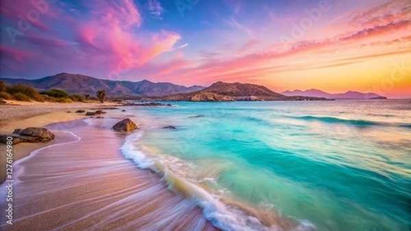Obraz Elafonissi Beach: Pink Sand, Crystal Clear Water, Long Exposure Photography