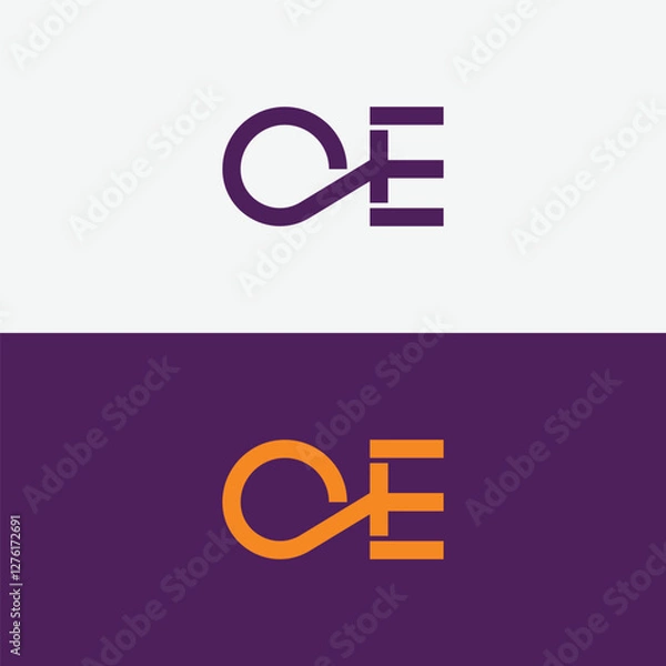 Fototapeta Minimal elegant monogram art logo. Outstanding professional trendy awesome artistic C CC E EE CE EC initial based Alphabet icon logo. Premium Business logo