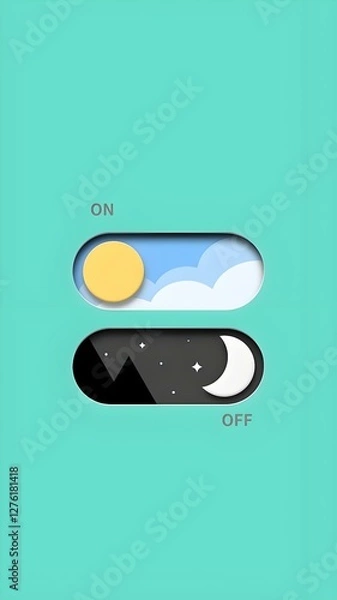 Obraz Minimalist on - off toggle image. Ideal for app interfaces, website design, phone lock screens. 