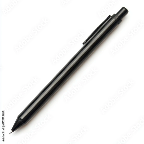 Obraz Sleek Black Mechanical Pencil on White Background.