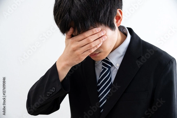 Fototapeta 悩み落ち込むスーツを着た男性