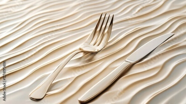 Obraz elegant silverware on textured background