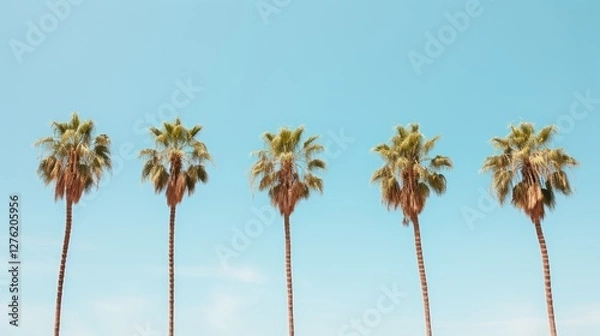 Fototapeta row pineapples palm trees