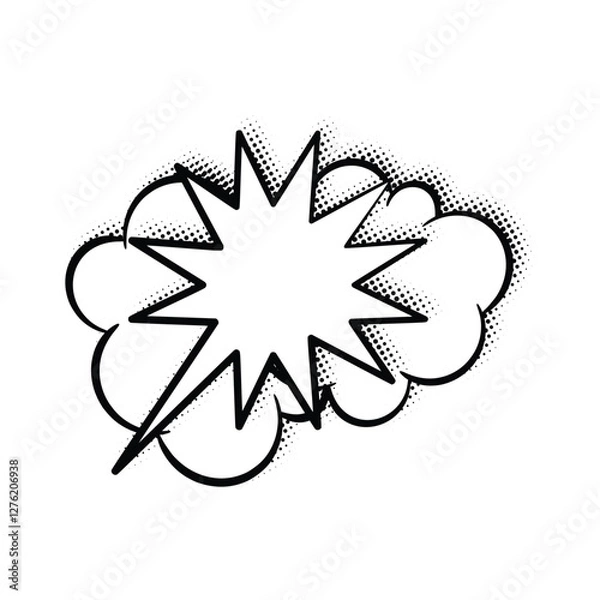 Fototapeta Line Art Speech Bubbles with Halftone Shadows for Creative Projects