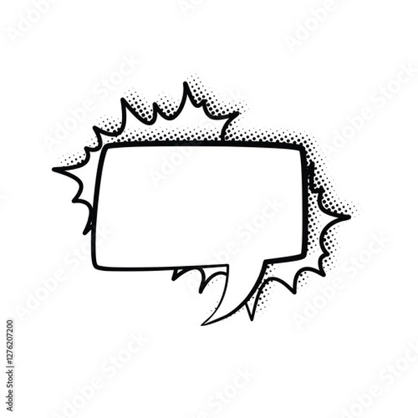Fototapeta Line Art Speech Bubbles with Halftone Shadows for Creative Projects