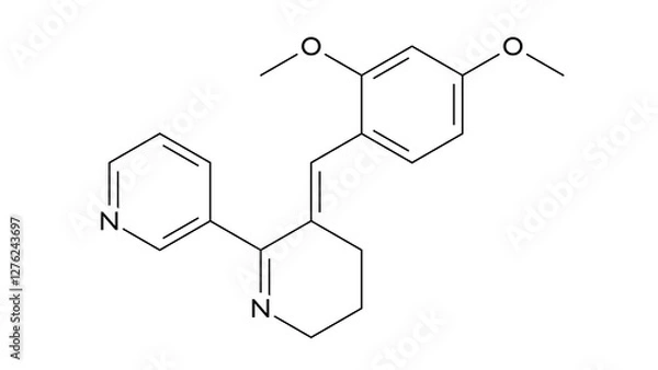 Fototapeta gts-21 molecule, structural chemical formula, ball-and-stick model, isolated image antipsychotics