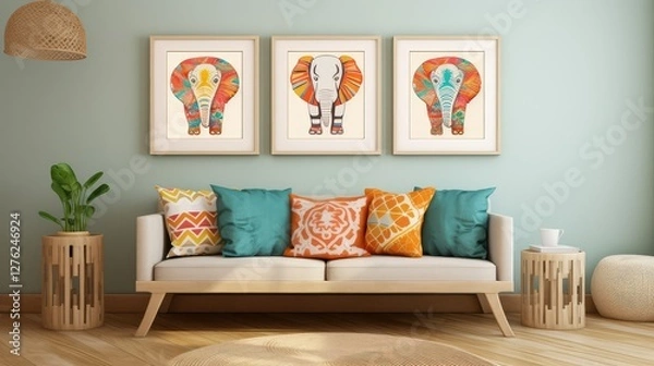Fototapeta print wall art mockup boho