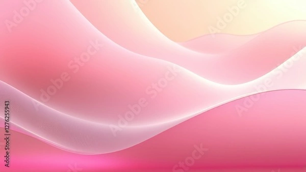 Fototapeta Gentle pink curves layered with delicate fog offer subtle, elegant backdrop. Smooth gradient creates harmonious blend, perfect for peaceful, soft-themed designs, ideal for modern, minimalist projects
