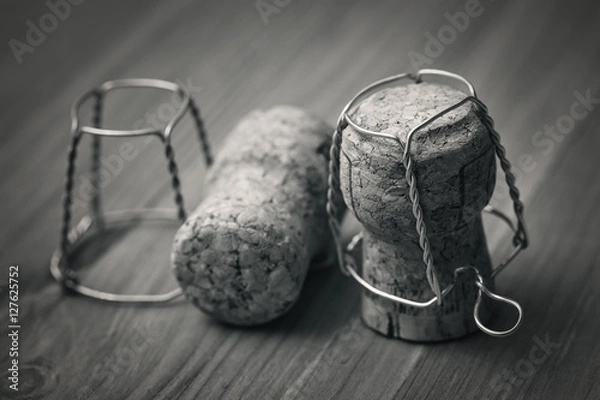 Obraz cork from champagne, black and white photography