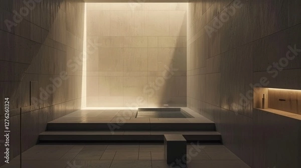 Fototapeta Serene Minimalist Spa: Tranquil Indoor Oasis of Warmth and Calm