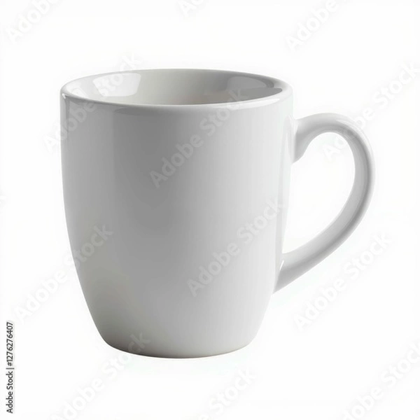Fototapeta Simple White Ceramic Coffee Mug For Hot Drinks Refreshments Beverages And Morning Rituals On White Background
