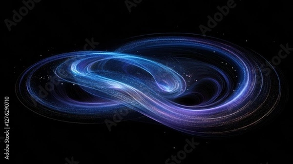 Fototapeta Abstract Light Trails Swirl on Dark Backdrop Mysterious Glowing Illumination Artful Graphic Design