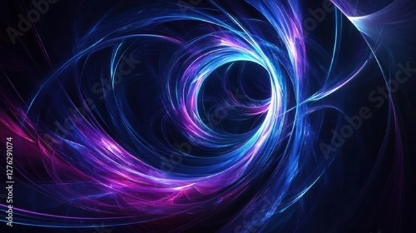 Fototapeta Abstract Luminous Swirl Energy Fractal Design with Dark Backdrop for Creative Visual Presentations