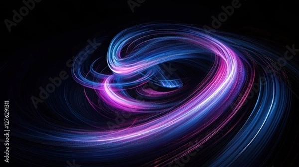 Obraz Abstract Swirls of Dynamic Energy in Blue and Pink Light Trails on Dark Background for Graphic Design