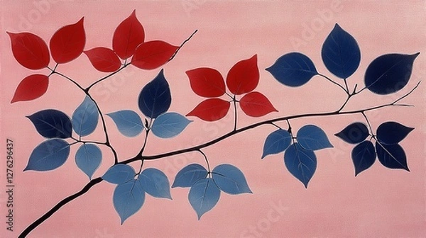 Obraz red and green leaves