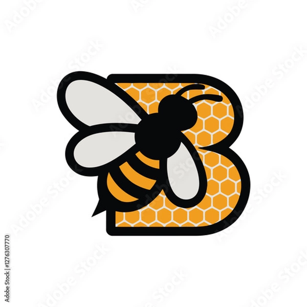 Fototapeta Bee Logo with Letter 'B' Creative Design Vector illustration.