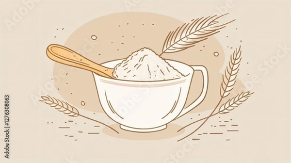 Obraz Flour in a Measuring Cup Vector Illustration