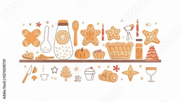 Obraz Gingerbread Cookies Baking Process Diagram