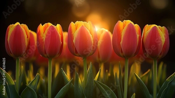 Obraz red and yellow tulips