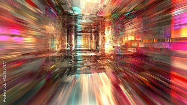 Fototapeta Colorful Abstract Tunnel with Dynamic Light Effects and Patterns