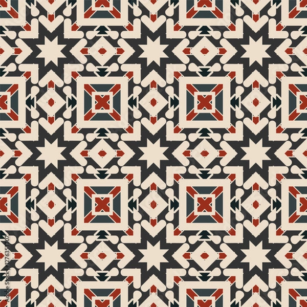 Fototapeta 
Seamless vector pattern in beige red black. Bright pattern for textiles, pillows, interior decoration,  background, wrapping paper, packaging.