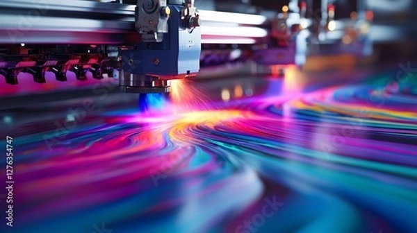 Obraz Large format printer printing vibrant, colorful abstract design.