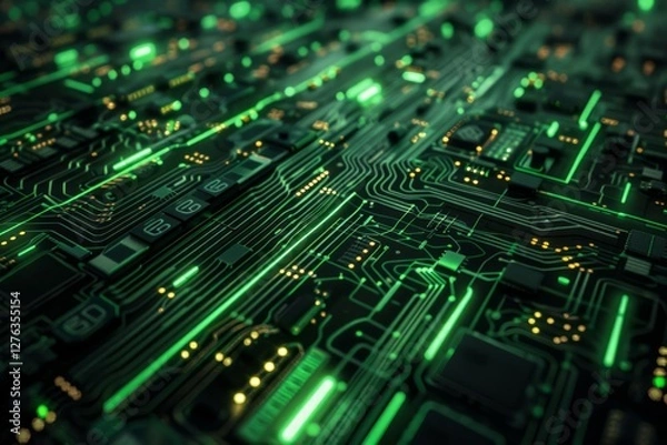 Fototapeta Circuit board. Electronic computer hardware technology. Motherboard digital chip. Neural network ai generated